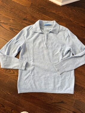 J. McLaughlin women’s Pale Blue Collared V-Neck Sweater